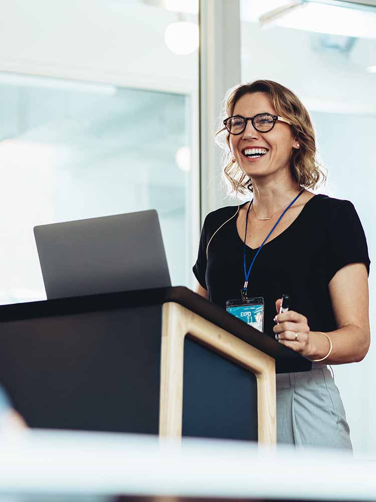woman giving speech