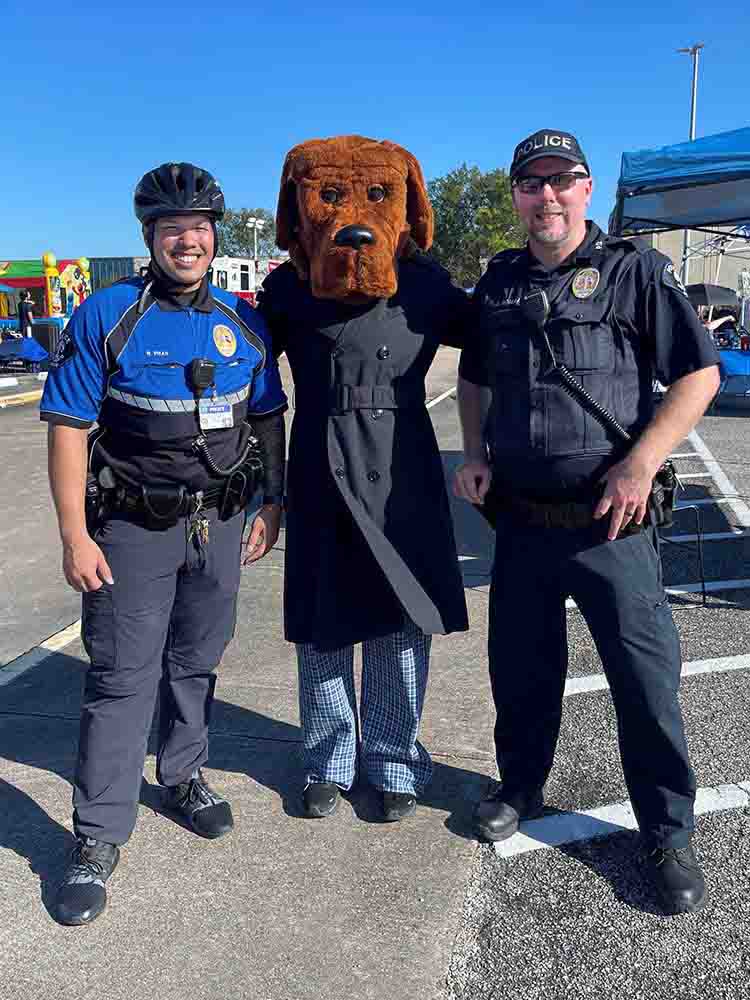 Officers with mascot